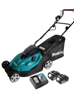 Makita DLM 431 RT2 tondeuse à gazon à batterie 36V (2x18V) 43cm + 2x batterie 5,0Ah + chargeur Meilleur Prix