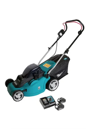 Makita DLM 380 RG2 tondeuse à gazon à batterie 36V (2x18V) 38cm + 2x batterie 6,0Ah + chargeur Offre Exclusive