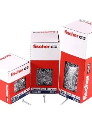 Vis pour panneaux d'aggloméré Fischer Power-Fast II FPF II 4,0x30 mm 200 pièces (670155) tête fraisée avec filetage complet Torx, galvanisée, passivée bleue Jusqu'à Épuisement Des Stocks