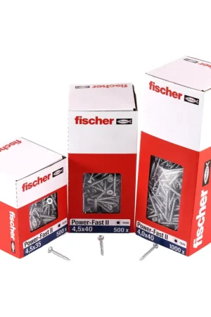 Fischer Power-Fast II FPF II Vis pour panneaux de particules, 4,0x45 mm - tête fraisée, empreinte TX, zingué blanc, filetage total, passivé bleu - 200 pcs (670160) Achetez Aujourd'hui