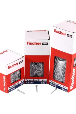 Vis pour panneaux d'aggloméré Fischer Power-Fast II FPF II 4,5x25 mm 200 pièces (670254) tête fraisée avec filetage complet Torx, galvanisées, passivée bleue Réduction