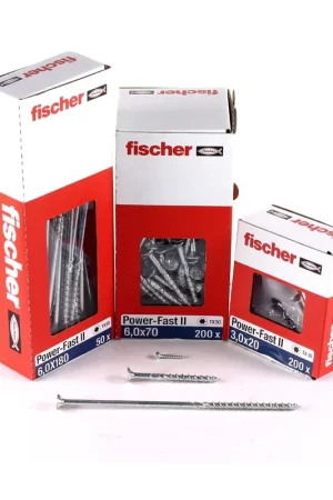 Bon Marché Fischer Vis pour panneaux de particules Power-Fast II FPF II 6.0x80 mm - 100 pièces (670485) tête fraisée + Filetage partiel Torx, galvanisée, passivée bleue