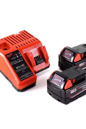 Kit de démarrage de batterie Milwaukee M18NRG-302 18V avec 2x batterie M18 BX B3 3,0Ah + chargeur M12-18C Réduction