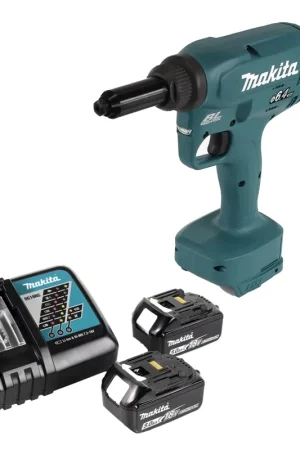 Solde Makita DRV 250 RT Riveteuse aveugle sans fil 18V 20kN brushless + 2x Batterie 5.0Ah + Chargeur