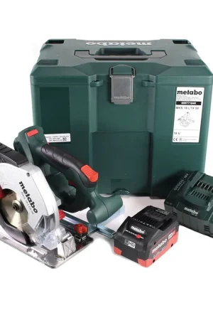 Acheter En Ligne Metabo MKS 18 LTX 58 scie circulaire à métaux sur batterie 18V 165 mm (600771840) + 1x batterie 5,5Ah + chargeur + MetaLoc
