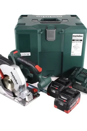 Metabo MKS 18 LTX 58 scie circulaire à métaux sur batterie 18V 165 mm (600771840) + 2x batterie 5,5Ah + chargeur + MetaLoc Offre Exclusive