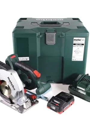 Offre Limitée Metabo MKS 18 LTX 58 scie circulaire à métaux sur batterie 18V 165 mm (600771840) + 1x batterie 4,0Ah + chargeur + MetaLoc