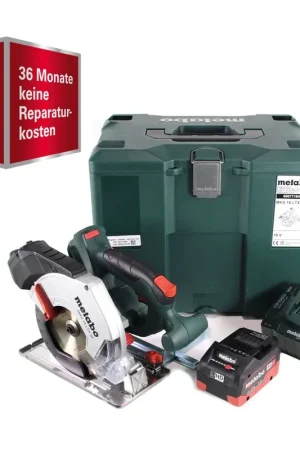 Populaire GRATUIT 3 ans de service complet de protection complète Metabo MKS 18 LTX 58 scie circulaire à métaux à batterie 18V 165 mm + 1x batterie 5,5Ah + chargeur + MetaLoc