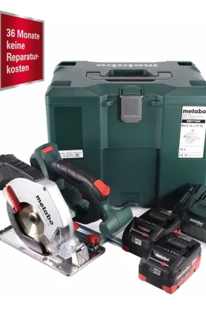 GRATUIT 3 ans de service complet de protection complète Metabo MKS 18 LTX 58 scie circulaire à métaux à batterie 18V 165 mm + 2x batterie 5,5Ah + chargeur + MetaLoc Offre Du Jour
