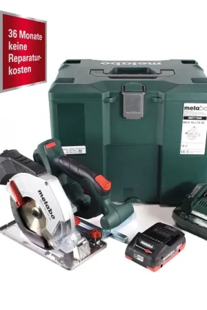 Dernier Modèle GRATUIT 3 ans de service complet de protection complète Metabo MKS 18 LTX 58 scie circulaire à métaux à batterie 18V 165 mm + 1x batterie 4,0Ah + chargeur + MetaLoc