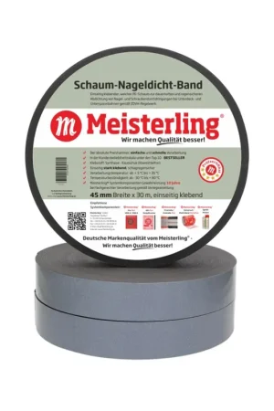 Meisterling Ruban d'étanchéité en mousse pour clous 3 mm x 45 mm x 30 m (006040000040) Dernier Modèle
