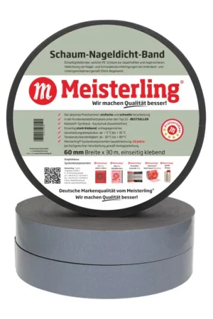 Meisterling Bande d'étanchéité en mousse pour clous 3 mm x 60 mm x 30 m (006040000060) Quantité Limitée