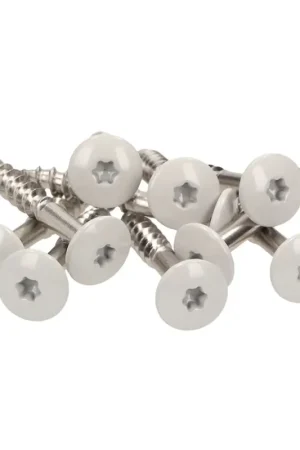 Meisterling Vis de façade 4,8x25 mm - 100 pièces (010020000021) tête plate 12 mm gris clair + Filetage partiel Torx en acier inoxydable V2A Vente Directe