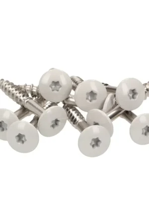 Certifié Meisterling Vis de façade 5,5x35 mm, 100 pcs., tête plate 12 mm, filetage partiel, empreinte Torx, acier inoxydable V4A, gris clair (010030000121)