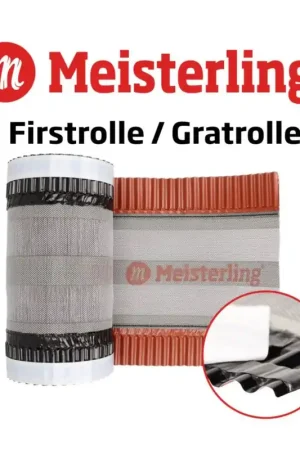Meisterling Rouleau d'arêtier / Closoir de faîtage 320 mm x 5 m, PET anti-UV haute performance, non-tissé - bande centrale en tissu, rouge brique (012100000410) Offre Exclusive