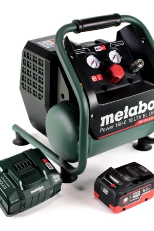 Expédié Aujourd'hui Metabo Power 160-5 18 LTX BL OF compresseur sans fil 18 V 8,0 bar sans brosse + 1x accu LiHD 5,5 Ah + chargeur