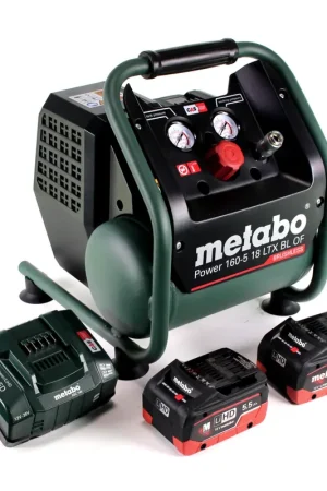 Metabo Power 160-5 18 LTX BL OF compresseur sans fil 18 V 8,0 bar sans brosse + 2x batterie LiHD 5,5 Ah + chargeur Achetez Aujourd'hui