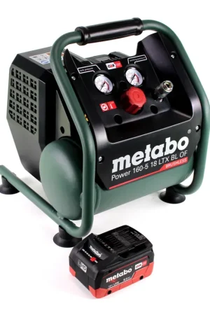 Metabo Power 160-5 18 LTX BL OF Compresseur sans fil 18 V 8,0 bar Brushless + 1x bloc batterie LiHD 8,0 Ah - sans chargeur Jusqu'à Épuisement Des Stocks