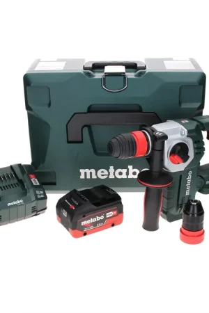 Metabo KHA 18 LTX BL 24 Marteau combiné à batterie rapide 18 V 2,2 J SDS-plus sans balais + 1 batterie LiHD 5,5 Ah + chargeur + MetaLoc Retour Gratuit