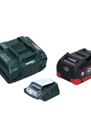 Metabo PA 14,4-18 LED-USB adaptateur secteur pour batterie, kit de base avec 1x batterie LiHD 5,5 Ah + chargeur ASC145 Acheter Direct