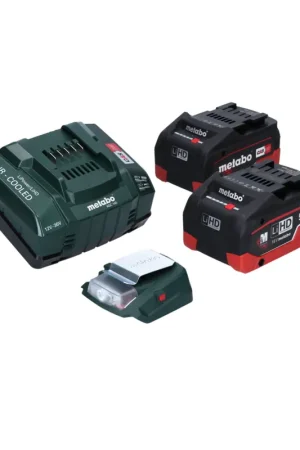Commander Maintenant Metabo PA 14,4-18 LED-USB adaptateur secteur pour batterie, kit de base avec 2 batteries LiHD 5,5 Ah + chargeur ASC145