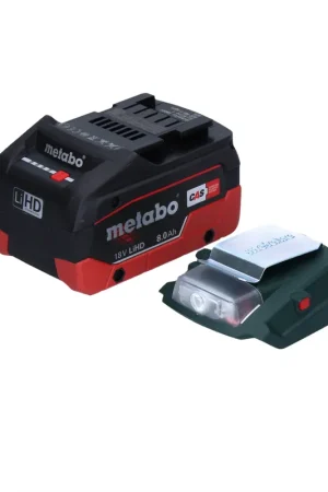 Nouveauté Metabo PA 14.4-18 LED-USB adaptateur secteur pour batterie, kit de base avec 1x batterie LiHD 8,0 Ah - sans chargeur