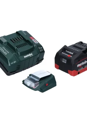 Metabo PA 14,4-18 LED-USB adaptateur secteur pour batterie, kit de base avec 1 batterie LiHD 8,0 Ah + chargeur ASC145 Livraison Express