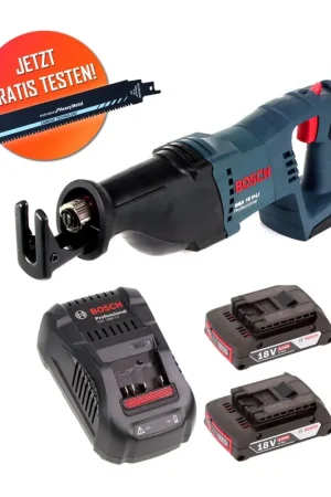 Achat Immédiat Lame de scie sabre Carbide Bosch gratuite Bosch GSA 18V-LI Scie sabre sans fil 18 V + 2x batterie 2,0 Ah + chargeur