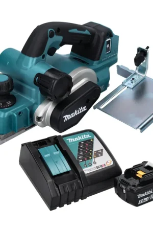 Makita DKP181RT1 Rabot sans fil 82mm 18V Brushless + 1x Batterie 5,0 Ah + Chargeur Commander Vite