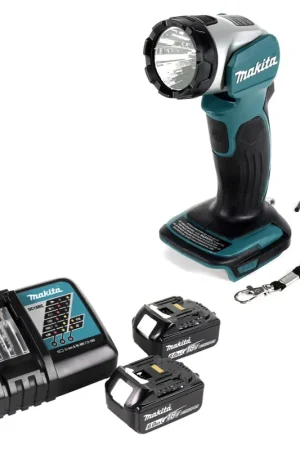 Réduction Makita DML 802 RG lampe sans fil pour batterie 14,4 et 18 V + 2x batterie 6,0 Ah + chargeur