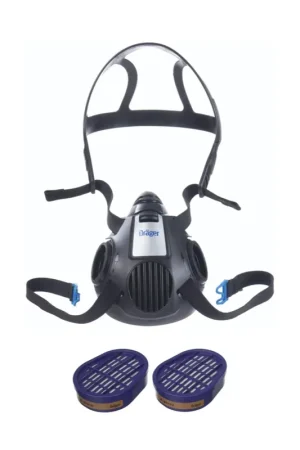 Dräger X-plore 3500 Masque de protection respiratoire, Demi-masque pour filtre à baïonnette taille L + 2x X-plore A2 Filtre à gaz ( 6738873 ) Soldes