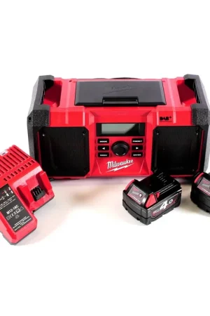 Milwaukee M18 JSR DAB+-402C Radio de chantier sur batterie / secteur 18 V + 2x batteries 4,0 Ah + chargeur Haute Qualité