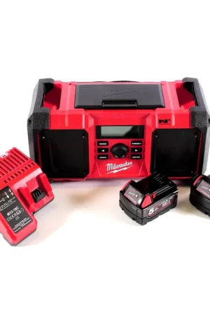 Milwaukee Milwaukee M18 JSR DAB+-502C batterie / radio de chantier 18 V + 2x batterie rechargeable 5,0 Ah + chargeur Pas Cher