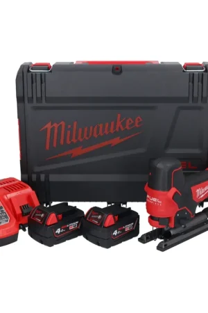 Scie sauteuse à batterie Milwaukee M18 FBJS-402X 18 V sans balais + 2x batteries 4,0 Ah + chargeur + boîtier HD Promotion