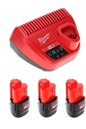 Expédié Aujourd'hui Kit de démarrage de batterie Milwaukee 12 V avec 3 batteries 1,5 Ah + chargeur M12 C12C
