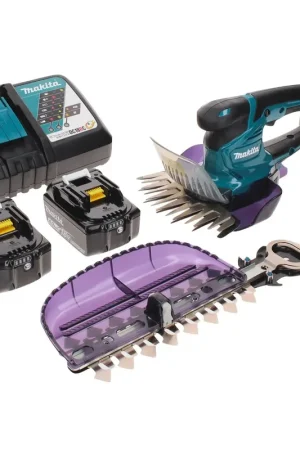 Offre Limitée Cisaille à gazon sans fil Makita DUM 604 RMX 18 V avec lame de coupe à herbe et à arbustes + 2 batteries 4,0 Ah + chargeur