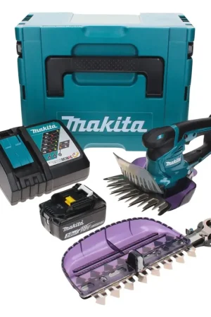Cisaille à gazon sans fil Makita DUM 604 RF1XJ 18 V avec lame de cisaille à herbe et arbustes + 1x batterie 3,0 Ah + chargeur + Makpac Vente Directe