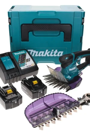 Cisaille à gazon sans fil Makita DUM 604 RFXJ 18 V avec lame de cisaille à herbe et arbustes + 2x batteries 3,0 Ah + chargeur + Makpac Meilleur Choix
