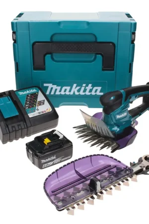 Acheter En Ligne Cisaille à gazon sans fil Makita DUM 604 RG1XJ 18 V avec lame de cisaille à herbe et arbustes + 1x batterie 6,0 Ah + chargeur + Makpac