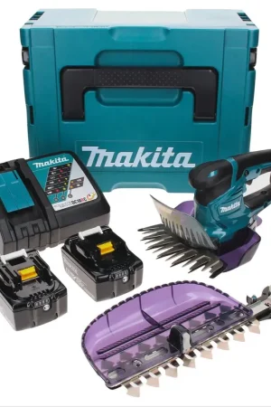 Petit Prix Cisaille à gazon sans fil Makita DUM 604 RGXJ 18 V avec lame de cisaille à herbe et arbustes + 2x batteries 6,0 Ah + chargeur + Makpac