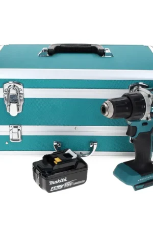Makita DDF 484 M1TX Perceuse-visseuse sans fil 18 V 54 Nm Brushless + 1x Batterie rechargeable 4.0 Ah + Jeu de mèches - 70 pièces + Mallette en aluminium TX - sans chargeur Achat Immédiat