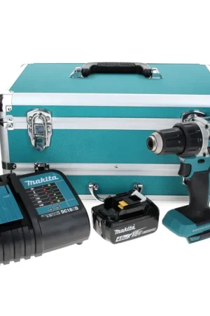 Vente Directe Makita DDF 484 SM1TX Perceuse-visseuse sans fil 18 V 54 Nm Brushless + 1x Batterie rechargeable 4.0 Ah + Chargeur + Jeu de mèches - 70 pièces + Coffret aluminium TX