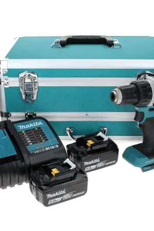 Makita DDF 484 STTX Perceuse-visseuse sans fil 18 V 54 Nm Brushless + 2x Batteries 5,0 Ah + Chargeur + Jeu de mèches - 70 pièces + Mallette en aluminium TX Populaire