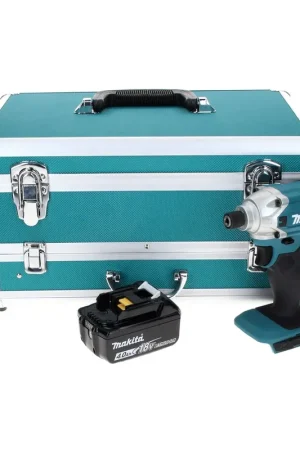 Affaire À Saisir Makita DTD 156 M1TX Clé à chocs sans fil 18 V 155 Nm + 1x batterie 4,0 Ah + jeu de 70 forets + coffret en aluminium TX - sans chargeur