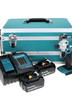 Authentique Makita DTD 156 SGTX clé à chocs sans fil 18 V 155 Nm + 2 batteries 6,0 Ah + chargeur + jeu de 70 forets + mallette en aluminium TX