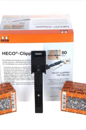 Promotion HECO Set de clippers système de fixation invisible pour lames de terrasse 120 - 150 mm, 50 pcs. (49773)