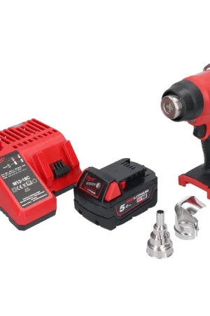 Offre Limitée Milwaukee M18 BHG-501 Pistolet à air chaud sans fil 18 V 470 °C + 1x batterie 5,0 Ah + chargeur
