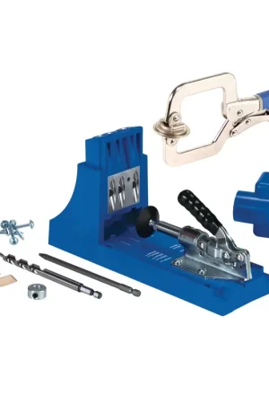 Bon Marché KREG Jig K4 Starter Set ( K4 ) Kit complet d'assemblage pour charpentier + Serre-joint Face Clamp Kreg KHC-PREMIUM