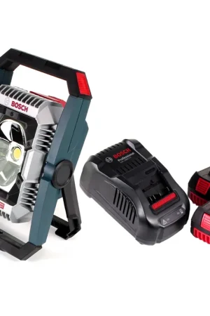 Bosch GLI 18V-2200 C Lampe de chantier sans fil 18V 2200lm Bluetooth ( 0601446501 ) + 2x Batteries 5,0 Ah + Chargeur Paiement Sécurisé