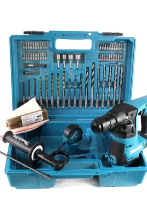 Acheter Direct Makita HR 140 DE1 Perforateur sans fil 10.8 V SDS-Plus + Coffret de transport + 64 pièces d'accessoires - sans Batterie, sans Chargeur